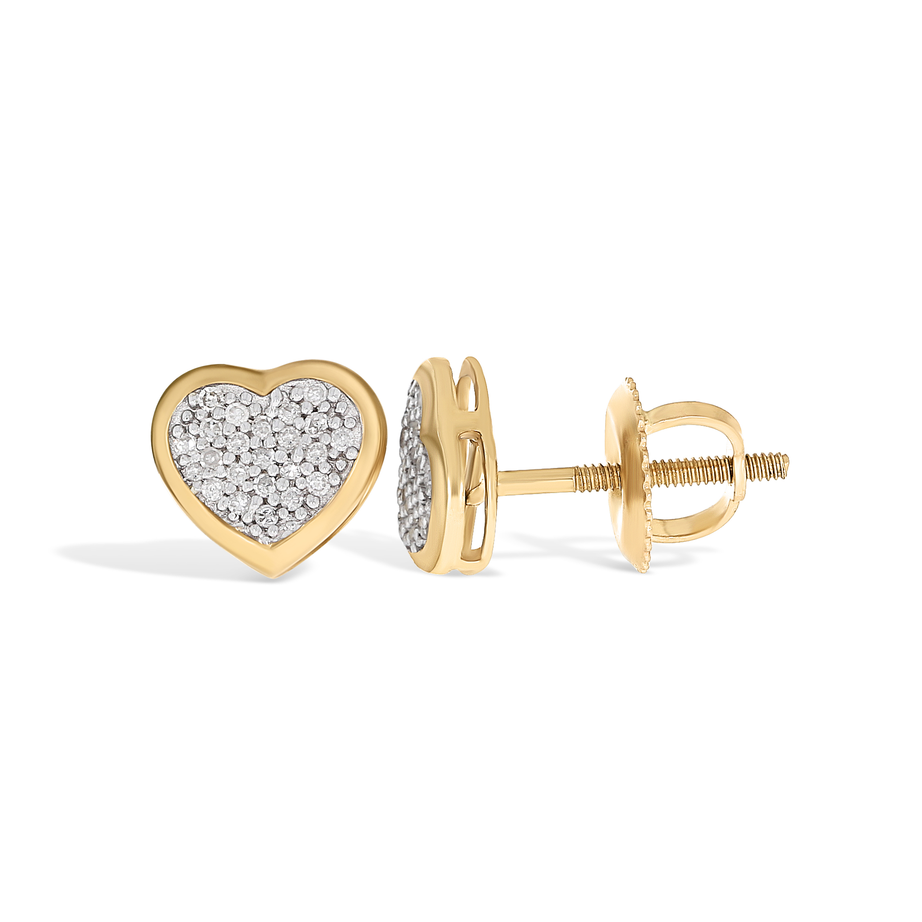 Heart Shaped Diamond Earrings 0.10 ct. 10k Yellow Gold